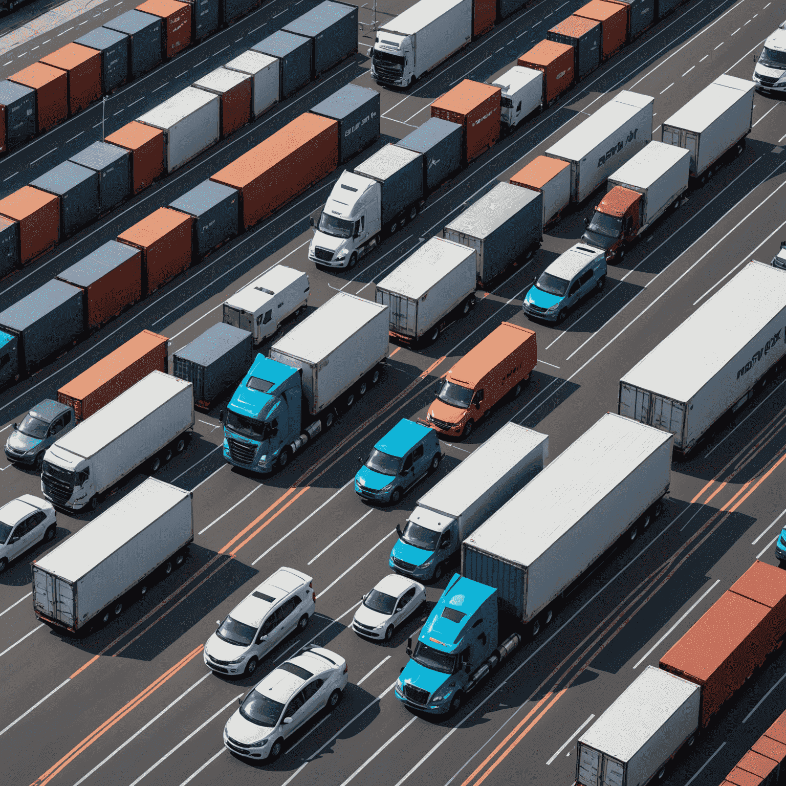 Visual representation of Big Data and IoT integration in freight logistics, showing interconnected devices, data streams, and analytics dashboards